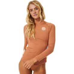 Rip Curl Womens Sunrise Stripe UPF Long Sleeve Rash Guard -Mystic Shop 202320Rip20Curl20Womens20Sunrise20Stripe20UPF20Long20Sleeve20Rash20Guard20152WRV20 20Brown2020front202.2000x2000